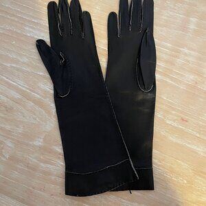 Hansen Black Leather 3/4 Length Gloves/Size 6